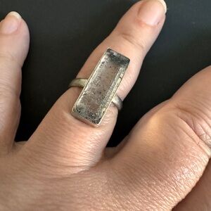 Sterling Silver Rectangular rutilated quartz Ring 8.75